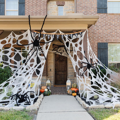 DAZONGE Spider Webs Halloween Decorations, Stretchy Halloween Beef Netting Spider Web, Spooky Spider Web Decorations for Haunted House