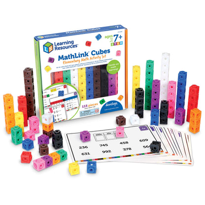 Learning Resources MathLink Cubes Elementary Math Activity Set - Math Manipulatives for Elementary School, 1st Grade Learning & Education Toys, Counting Blocks for Classroom Centers and Homeschool