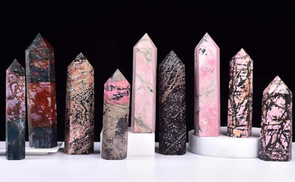 Gold Snowflake Obsidian Stone Tower Obelisk Healing Crystal Wand Large Reiki Meditation Gifts 0.6-1.1 LBS