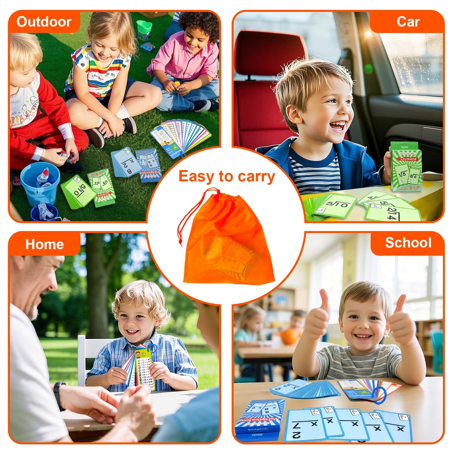 Multiplication Flash Cards & Division Flash Cards -102 Reusable Math Practice Cards with Multiplication, Division,Math Flashcards,Games for Kids Ages 6+ |Spark Skills & Fun Learning