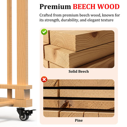 GARVIN Art Storage Rack with Wheels & Handle- Beech Wood Canvas Organizer & Artwork Storage Organizer for Drawing Board, Panel, Paper Pad for Art Studios, Artworks, Gallery, Classroom