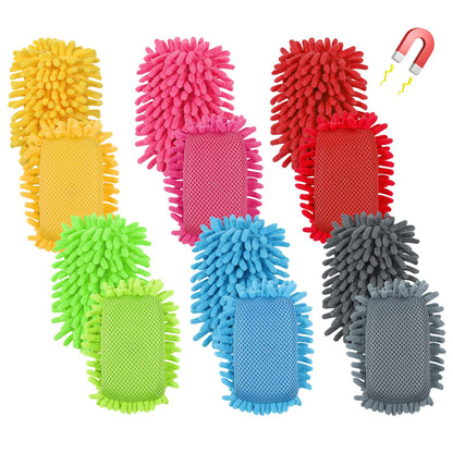 Jspupifip 12 Pcs Microfiber Shag Eraser Whiteboard, Magnetic Dry Erase Eraser Whiteboard Washable White Board Dry Erase for Marker Chalk Home Classroom Office Supplies, Blue Pink Green Red Yellow Gray