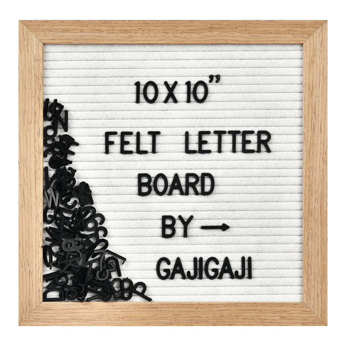 Felt Letter Board with 294 Letters, Numbers, Symbols - 10x10 inch Changeable Message Board with Wooden Frame Wall Mount(White)