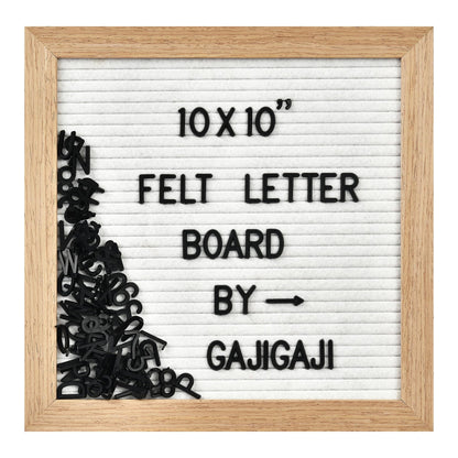 Felt Letter Board with 294 Letters, Numbers, Symbols - 10x10 inch Changeable Message Board with Wooden Frame Wall Mount(White)