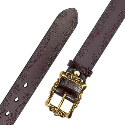 LEEXTON Womens Leather Belt Fashion Soft Waist Belt with Pin Buckle for Jeans Dress Leisure Pants