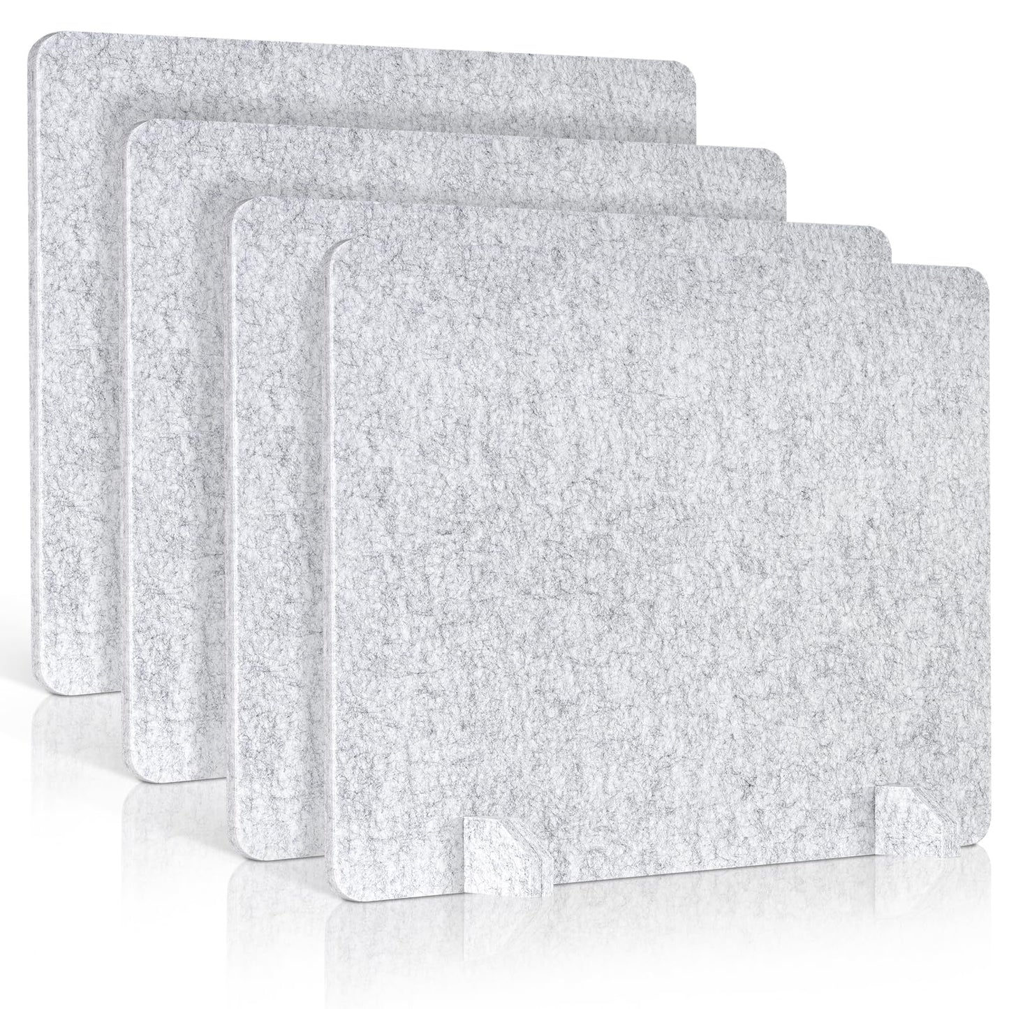 AMUSIGHT 4 Pack Acoustic Desk Dividers - 24" x 20" Freestanding Privacy Panels Set with Noise - Reducing Design Cubicle Sound Proof, Ideal for Office, Classroom, and Home (Silver Gray)