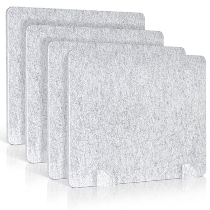AMUSIGHT 4 Pack Acoustic Desk Dividers - 24" x 20" Freestanding Privacy Panels Set with Noise - Reducing Design Cubicle Sound Proof, Ideal for Office, Classroom, and Home (Silver Gray)