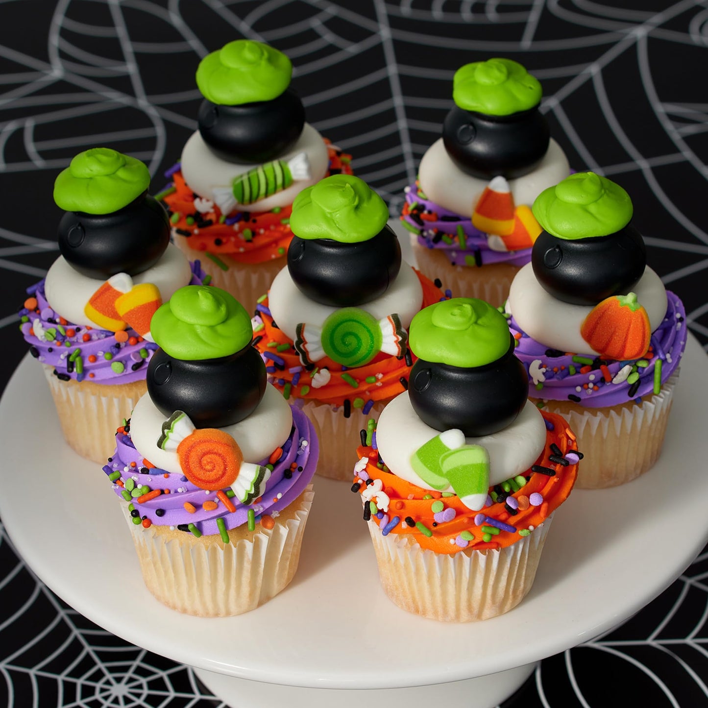 DecoPac Cauldron Cupcake Toppers, 24 Cupcake Decorations For Halloween Parties & Celebrations, Food Safe Cake Toppers – 24 Pack