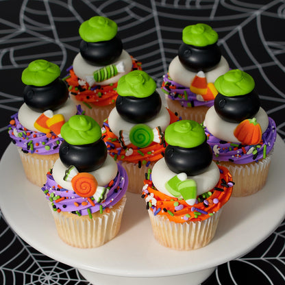 DecoPac Cauldron Cupcake Toppers, 24 Cupcake Decorations For Halloween Parties & Celebrations, Food Safe Cake Toppers – 24 Pack