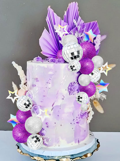 Purple Disco Ball Cake Topper Purple Cool Girl Birthday Party Decorations Dancing Queen Cake Topper 80s Cake Topper Singer Disco Bachelorette Party Supplies