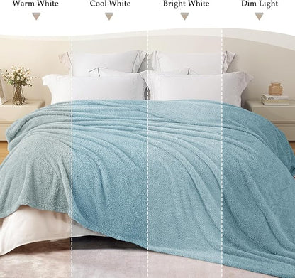 Exclusivo Mezcla Fleece Twin Size Bed Blanket, Ultra Soft, Lightweight and Fuzzy Stone Blue Blanket for Women, Home Decor, 60x80 Inches