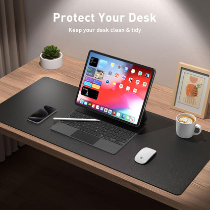 Aothia Leather Desk Pad Protector, Mouse Pad, Office Desk Mat, Non-Slip PU Leather Desk Blotter, Laptop Desk Pad, Waterproof Desk Writing Pad for Office and Home (Black,23.6" x 13.7")
