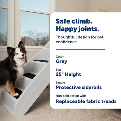 PetSafe CozyUp Folding Dog Stairs, Portable Indoor/Outdoor Pet Steps for Bed & Couch, Grey, 25 Inch