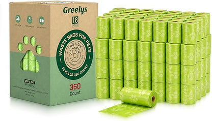 Dog Poop Bags 360 Count – Strong Leak-Proof, Easy Tear, Eco Friendly Biodegradable Waste Bags for Dogs & Cats, Unscented