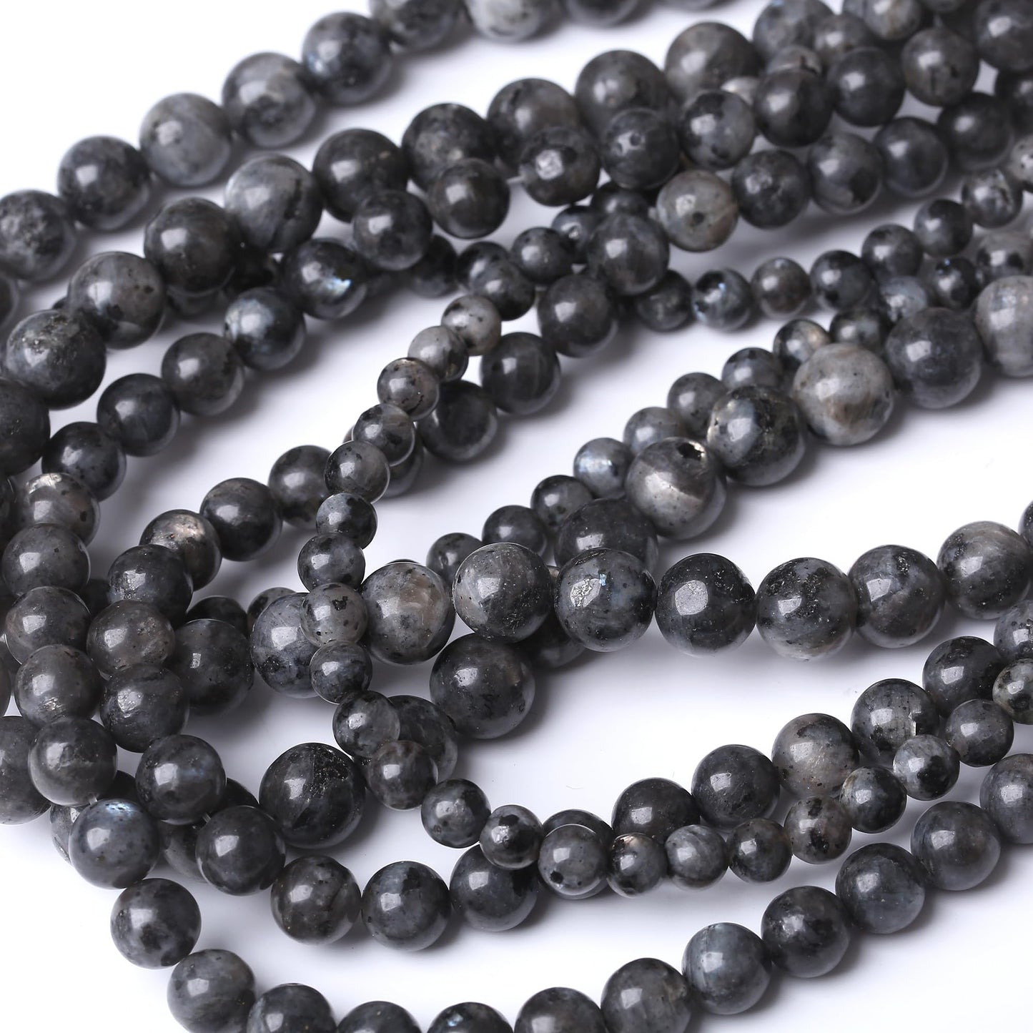 8MM Black Larvikite Round Loose Beads Natural Gem Beads Crystal Energy Stone Beads for Jewelry Making DIY Bracelet Necklace