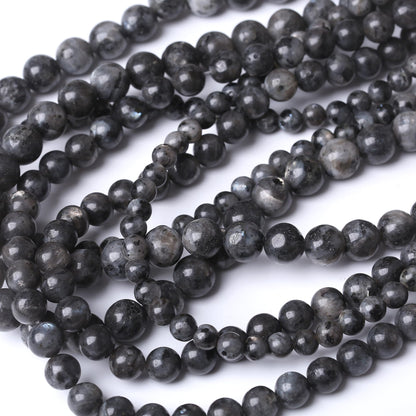 8MM Black Larvikite Round Loose Beads Natural Gem Beads Crystal Energy Stone Beads for Jewelry Making DIY Bracelet Necklace