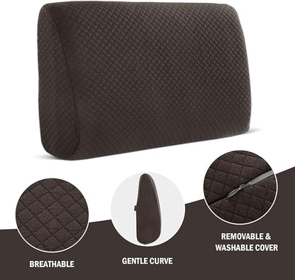 HOMBYS Lumbar Support Pillow for Recliner Chair, Memory Foam Back Support Cushion for Elderly,Extra Large Lumbar Support Pillow,Thick Backrest for Home Reading (Dark Coffee, 20“x13.5"x5")