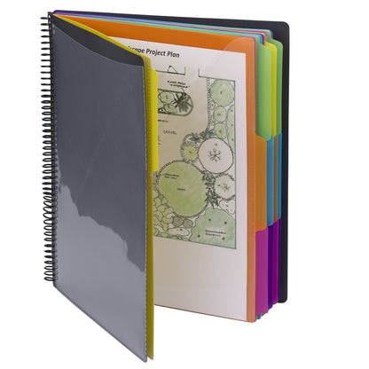Smead 24 Pocket Poly Project Organizer, 1/3-Cut Tab, Letter Size, Gray with Bright Colors (89206), (Pack of 10)