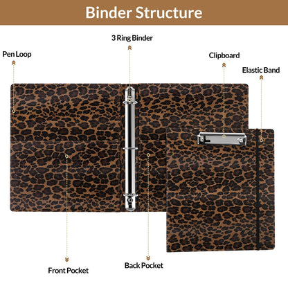 SKYDUE 1 Inch 3-Ring Binder with Clipboard, PU Aesthetic Binder with 5 Dividers, Notepad, Stickers & Pockets for Work and School (Letter Size)