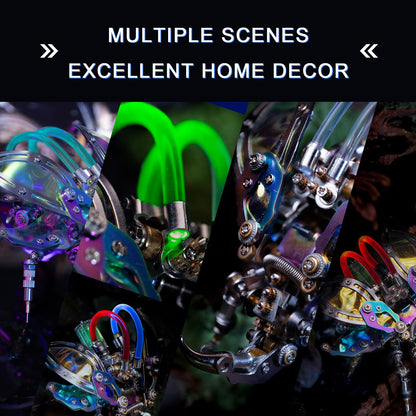 Mostarle Hercules Beetle 3D Metal Puzzle Kit for Adults, 418 PCS DIY Cyberpunk Mechanical Model with Fiber Optic Lights, Gradient Wings, Collectible Insect Building Kit Gift