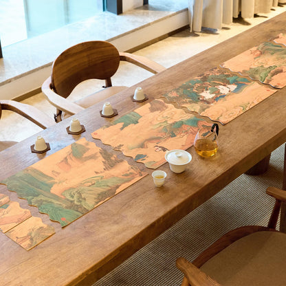HONGSAM iqipa Faux Leather Table Runner for Dining Table Decorative Leather Table Runners Coffee Table Cloth Waterproof Runner Table Faux Leather Placemats Set and Coasters Table Protector Decor