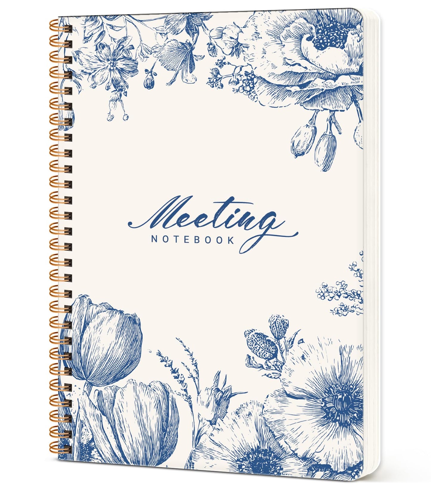 Meeting Notebook for Work Organization - Work notebook with action items, Meeting Minutes Planner Notebook, Perfect Office Supplies for Men & Women - Blue Elegance
