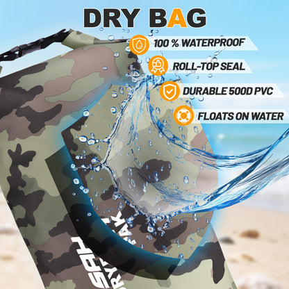 Waterproof Dry Bag, 5L/10L/20L/30L/40L Roll Top Lightweight Storage Backpack with Phone Case for Women & Men, Floating Waterproof Sack for Travel, Swimming, Kayaking, Paddle Board, Camping & Beach