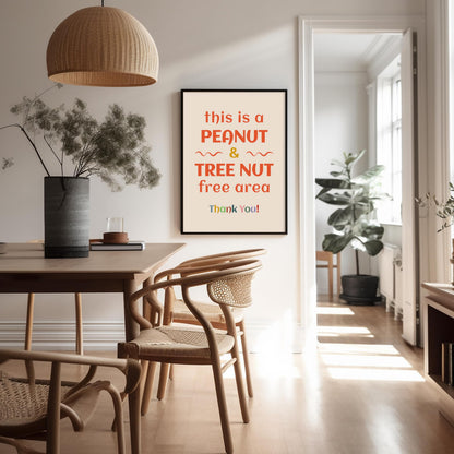 Poster Master Peanut and Tree Nut Free Area Poster - Food Allergy Awareness Print - Preppy Art - Educational Art - Gift for Teacher & Student - Decor for School or Classroom - 8x10 UNFRAMED Wall Art