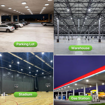 Glitgate LED Canopy Lights 4Pack - 100W/80W/60W 3-Wattage Adjustable, 5000/4000K/3000K 3-CCT Selectable Commercial Outdoor Canopy Light, IP65 Waterproof Ceiling Light Fixture for Warehouse