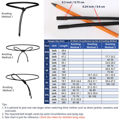 Inzegao Women Leather Cord String Rope Waist Belt for Dress Knot Belt for Sweater Cardigan Down Coat
