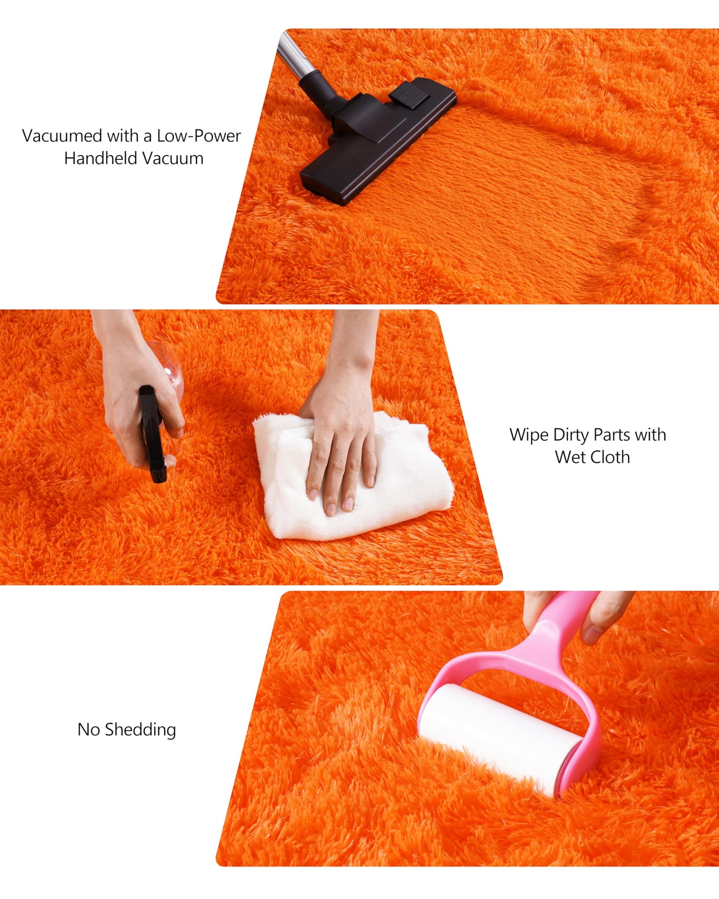 plumlik 6x9 Large Area Rugs for Living Room, Orange Fluffy Shag Rug for Bedroom and Nursery, Soft and Comfy, Big Fuzzy Carpet for Kids, Girls, Boys Room Dorm Home Decor Aesthetic, Upgrade Non Slip