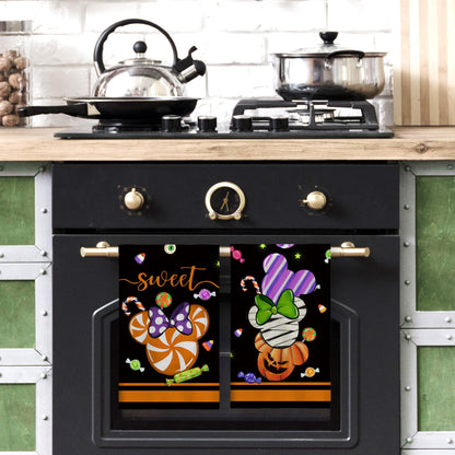 Yarcooly Halloween kitchen towels halloween cartoon mouse dish towels haunted mansion decor halloween decorations for home party, White