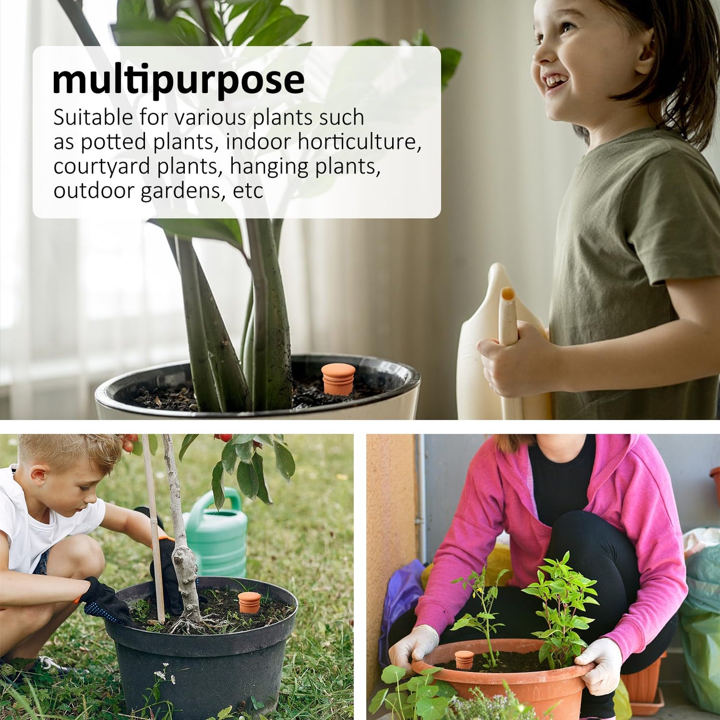 4pcs Ollas 3.1inch Plant Watering Globes Clay Watering Pot with lid Terra Cotta Clay Irrigation Globes Terracotta Watering Simple Irrigation Peripheral Water System Self Watering System