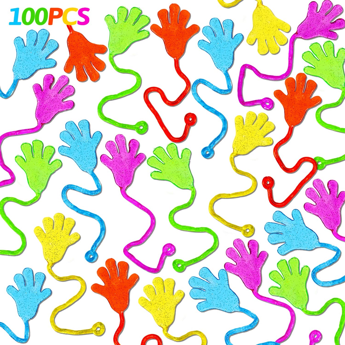 100PCS Sticky Hands Birthday Party Favors for Kids 4-8 8-12 Summer Goodie Bag Stuffers Classroom Treasure Box Toys Carnival Prizes Bulk Mini Treat Trinket Pinata Fillers Back to School Students Gifts