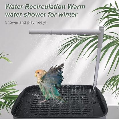 Parrot Shower - Indoor Bird Bath Station, Quiet Water Spray Unit, Automatic Cage Cleaning Flow System, Gentle Mist Bathing Setup For Finch Parakeet Cockatiel Lovebird African Grey | Home Aviary Care X