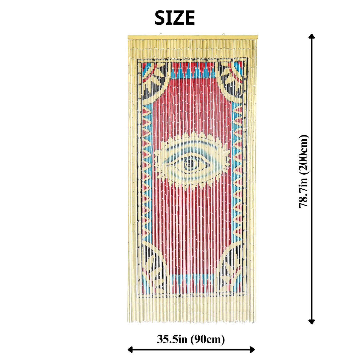 HAJUCRAFT Beaded Curtain for Doorway, Bamboo Bead Door Curtain, Boho Evil Eye Decor, Hanging Room Divider for Entryway Home, 78 x 36 Inches