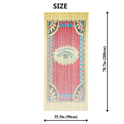 HAJUCRAFT Beaded Curtain for Doorway, Bamboo Bead Door Curtain, Boho Evil Eye Decor, Hanging Room Divider for Entryway Home, 78 x 36 Inches