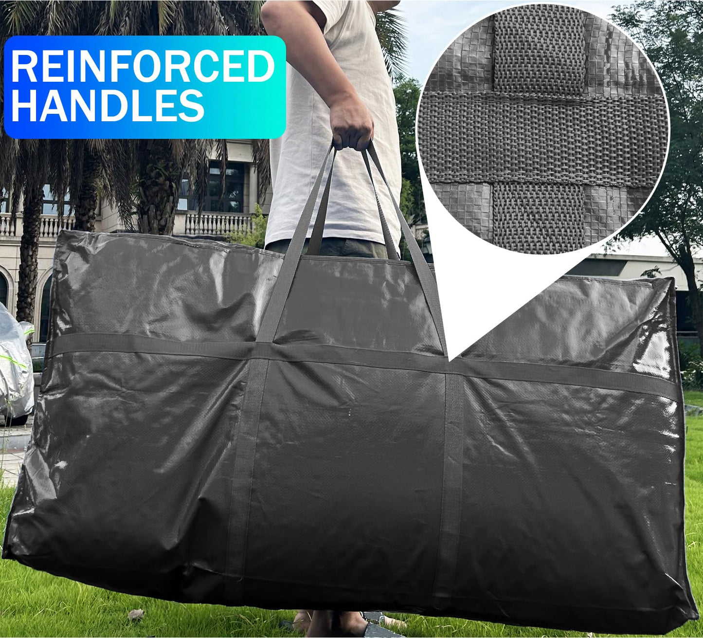 66 Gallon Extra Large Storage Bags, Huge Moving Bags Heavy Duty with Zipper and Stronger Handles, Big Foldable Duffle Bag for Travel - Storage Totes Moving Boxes for College, Christmas Tree, Bedding