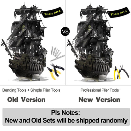Piececool 3D Puzzles with DIY Tool Sets, Flying Dutchman Pirate Ship Model Building Kits, Difficult 3D Metal Puzzles for Adults, Great Christmas Birthday Gifts