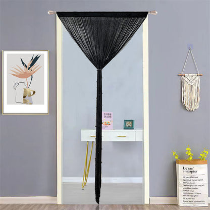 HSYLYM Beaded Curtain Beads Door String Curtains Ideal for Living Room Decor Wall Hanging Fringe Doorway Divider Bedroom Backdrop Hippie Window Closet Privacy Rod Pocket Dense (100x200cm,Black)