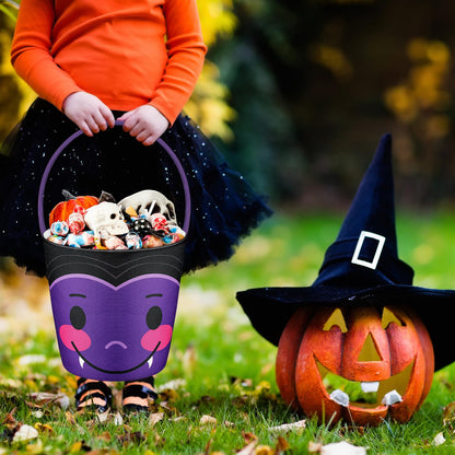 BBTO 3 Pieces Halloween Trick or Treat Bucket Candy Basket Canvas Halloween Party Tote Bags Goody Bucket for Kids Halloween Party Supplies (Halloween Monster)