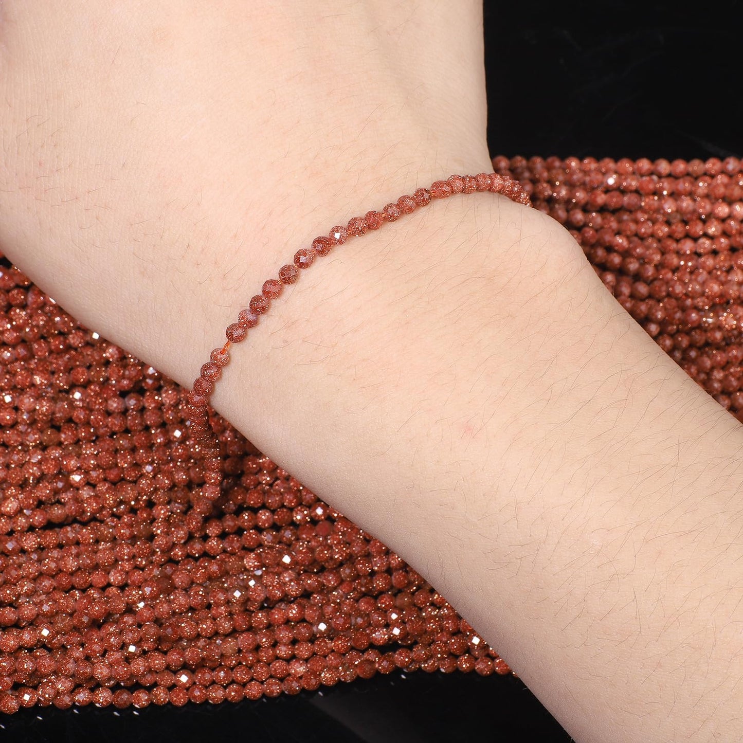 Song Xi 90pcs 4mm Natural Golden Sandstone Gemstone Beads Faceted Round Loose Stone Beads for Jewelry Making