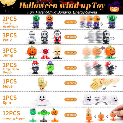 WESAYEE 24 PCS Halloween Wind Up Toys for Kids, Bulk Halloween Party Favors, Wind Up Toys for Trick or Treat, Goodie Bag Stuffers Carnival Prizes, Classroom Gifts for Toddlers
