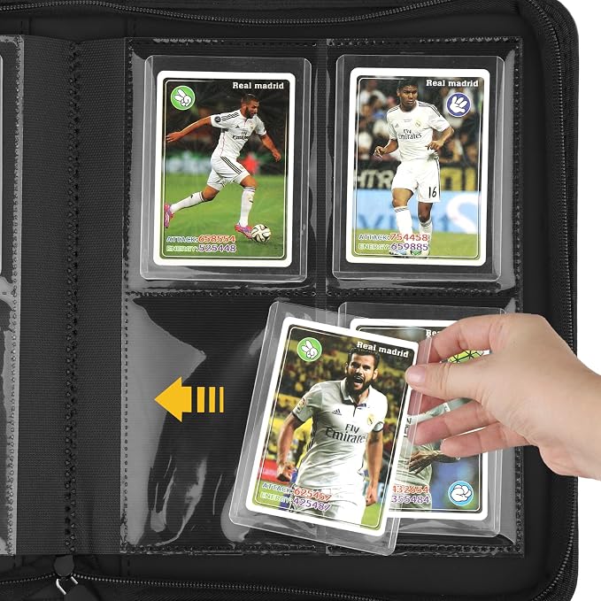 Toploader Binder, 4 Pocket Trading Card Binder Holds 128 Top Loaders, Premium Zipper Card Storage Case with Double-Sided Pockets for 3x4'' Toploaders, TCG, MTG, Sports Cards.(Hermes Orange)