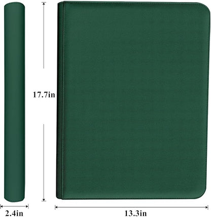 Trading Card Binder 16 Pocket, 1664 Pockets Ringless PU Cover Card Collection Binder, Double Sided Card Binder Collector Album, Card Folder for MTG, TCG, Sports Cards, Game Card (Green, 16Pockets)