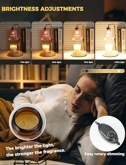 GODONLIF Pink Candle Warmer Lamp with Cycle Timer, Birthday Gifts for Women Mom Her, House Warming Gifts New Home Room Decor, Wax Melt Warmer for Jar Candles with 2 Bulbs
