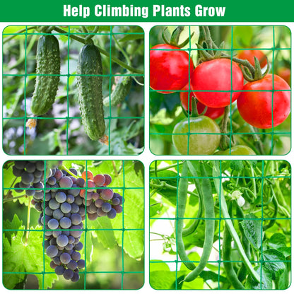 Unves Garden Trellis for Climbing Plants, 16.4 x 6.6 Ft Garden Trellis Heavy Duty Plant Net for Cucumber, Tomato, 27 Strands & 4x4 Inch Netting for Vegetables, Grapes, Bean