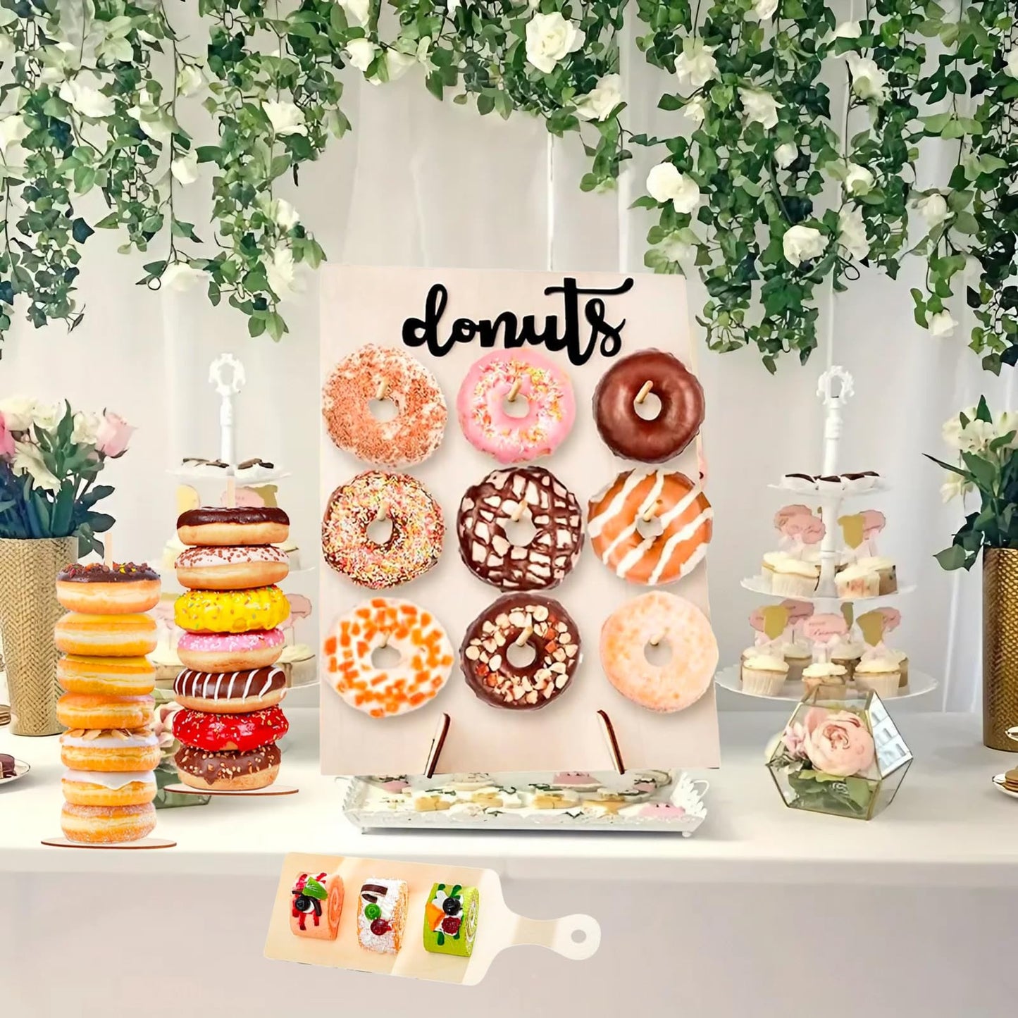 6 Pack Donut Stand Set with 2 Donut Walls, 2 Holders and 2 Boards