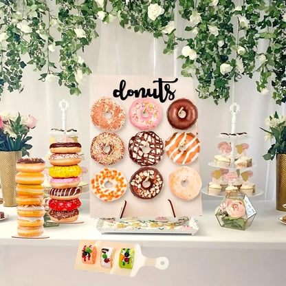 6 Pack Donut Stand Set with 2 Donut Walls, 2 Holders and 2 Boards