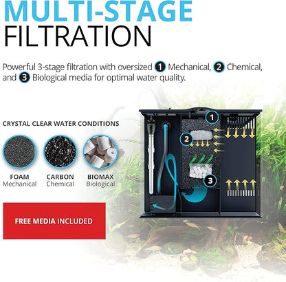 Fluval Flex 9 Gallon Glass Aquarium Kit, Black